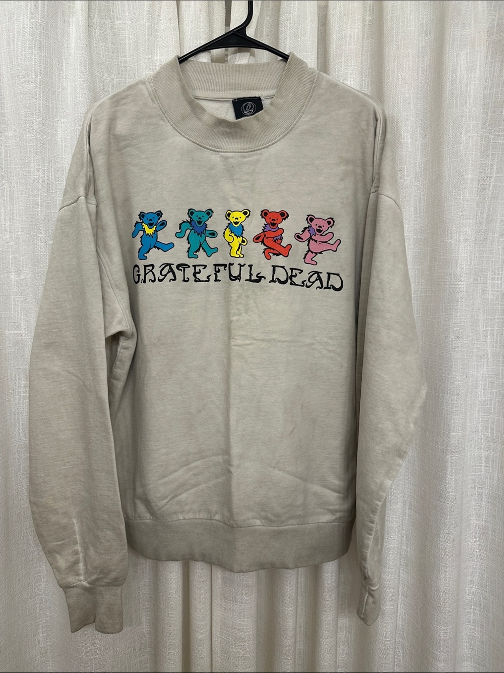 Grateful Dead Beige Crewneck Sweatshirt with Multicolor Dancing Bears